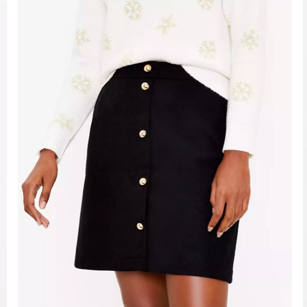 Loft Wooly Button Pocket Skirt